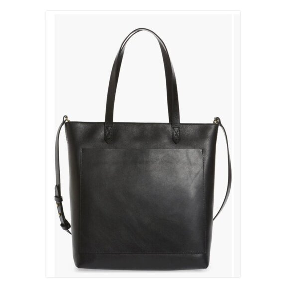 Madewell Handbags - Madewell Medium Transport Tote Black Leather Open Top Shoulder Bag Classic